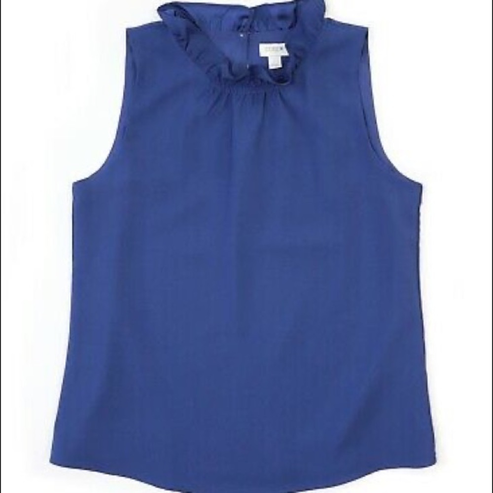 J. Crew ruffle neck shirt blouse (color night sky)